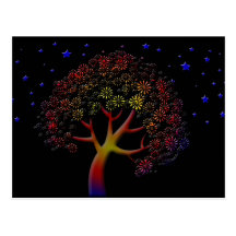 Flower Tree and Stars at Night Post Card