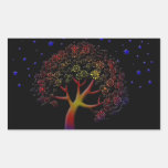 Flower Tree and Stars at Night Rectangle Sticker