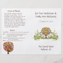 Flower Tree Wedding Program Flyer Design
