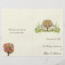 Flower Tree Wedding Program Sublte Damask Flyers