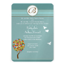 Flower Tree with Bees and Heart Wedding Invitation