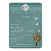 Flower Tree with Bees and Heart Wedding Program Announcements