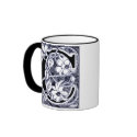 Flower Vine Letter 'C' in Blue - Mug