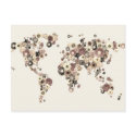 Flower World Map Sepia postcards
