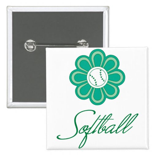 Flowerboom Softball Pinback Button