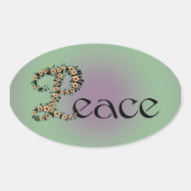 Flowered Peace Oval Stickers