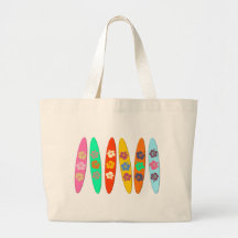Flowered Surfboards Tote Bags