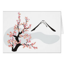 flowering cherry in front of Mt.Fuji Cards