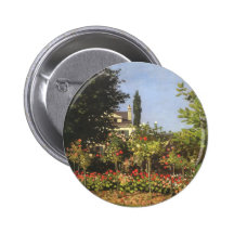 Flowering Garden at Sainte-Adresse by Claude Monet Pinback Button