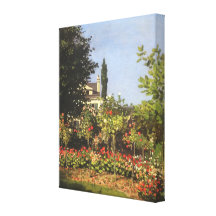 Flowering Garden at Sainte-Adresse by Claude Monet Stretched Canvas Print