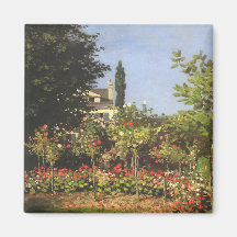 Flowering Garden at Sainte-Adresse by Claude Monet Magnets