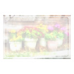 Flowerpots with Autumn Flowers Stationery Paper
