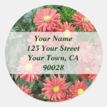 flowers address labels round stickers