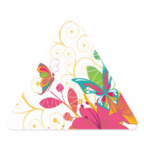 Flowers and Butterfly Triangle Stickers