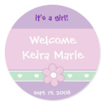 Flowers and Hearts "It's a Girl" Announcement stickers
