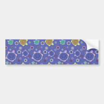 Flowers and Hearts Turtle Pattern Bumper Stickers