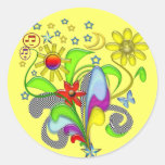 Flowers and Swirls with Star Sticker