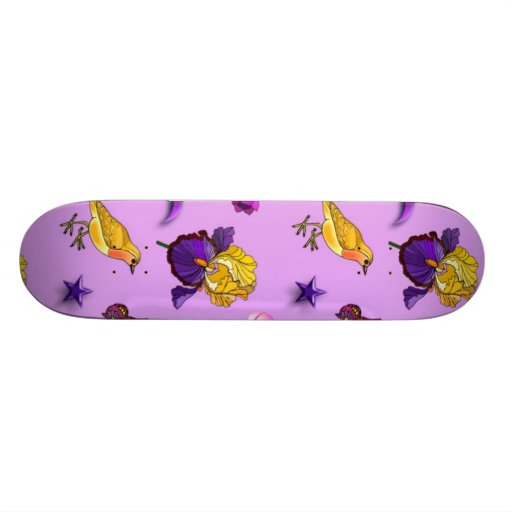 Flowers & Butterflies - Birds & Stars Custom Skateboard