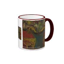 Flowers in blue vase coffee mugs