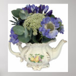 Flowers in teapot print