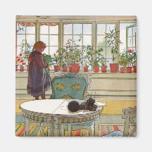 Flowers in the Window Box - Blomsterforstet Fridge Magnets