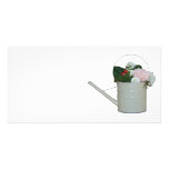 Flowers in watering can photo card template