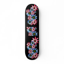 Flowers on Black Skateboard