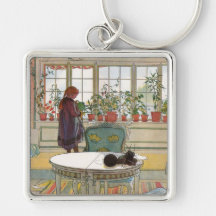 Flowers on the Windowsill by Carl Larsson Key Chains