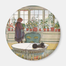 Flowers on the Windowsill by Carl Larsson Fridge Magnets