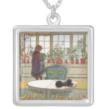 Flowers on the Windowsill by Carl Larsson Necklace