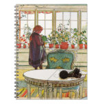 Flowers on the Windowsill by Carl Larsson Spiral Note Book