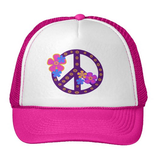 Flowers Peace Symbol T-shirts and Gifts Mesh Hats