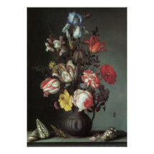 Flowers Vase Shells Insects, Balthasar van der Ast Custom Announcements