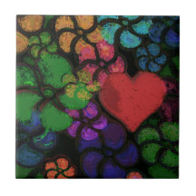 FLOWERS WITH HEART Tile