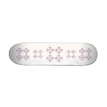 Flowers with Pastel Stripes. Pink, White. Skate Deck