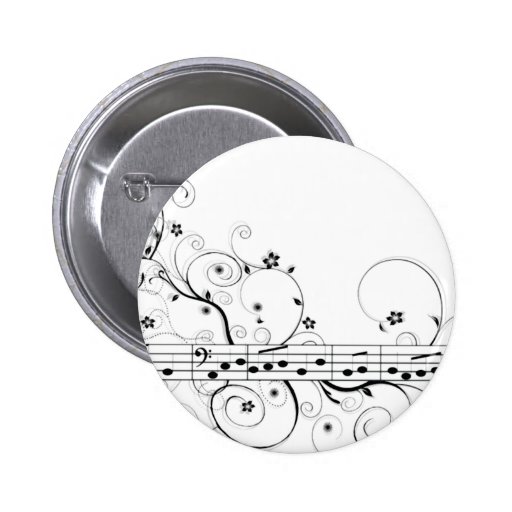 Flowery Music Pinback Button