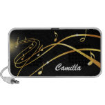 Flowing golden staff lines personalised speakers