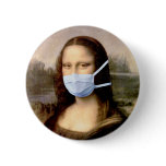 Flu Season Mona Lisa with Mask Pinback Buttons