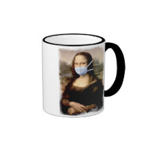Flu Season Mona Lisa with Mask Coffee Mugs