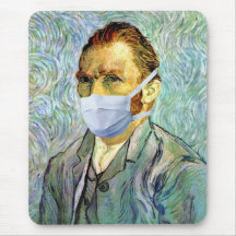 Flu Season Van Gogh With Mask Mousemat