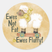 Fluffy Ewes Round Stickers