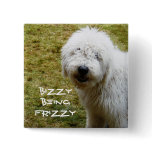 Fluffy Frizzy Bad Hair Day Dog Buttons