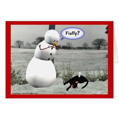 "FluffY?" Funny Snowman Christmas Greeting Cards by sexyshirts2