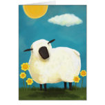 Fluffy Sheep & Yellow Flowers Art Card cards