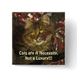 Fluffy TABBY CAT Buttons & Pins