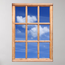Fluffy White Clouds View from a Window Posters