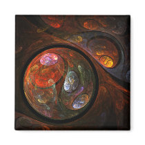 Fluid Connection Abstract Art Square Magnet