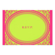 Fluorescent / Neon Wedding Reception RSVP Personalized Announcements