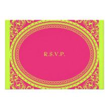 Fluorescent / Neon Wedding Reception RSVP Personalized Invitations