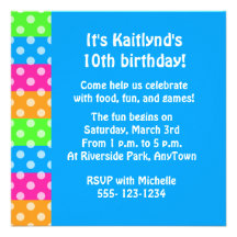Fluorescent Rainbow with Polka Dots Announcement